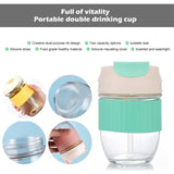 Dual Drink Glass Cup With Straw