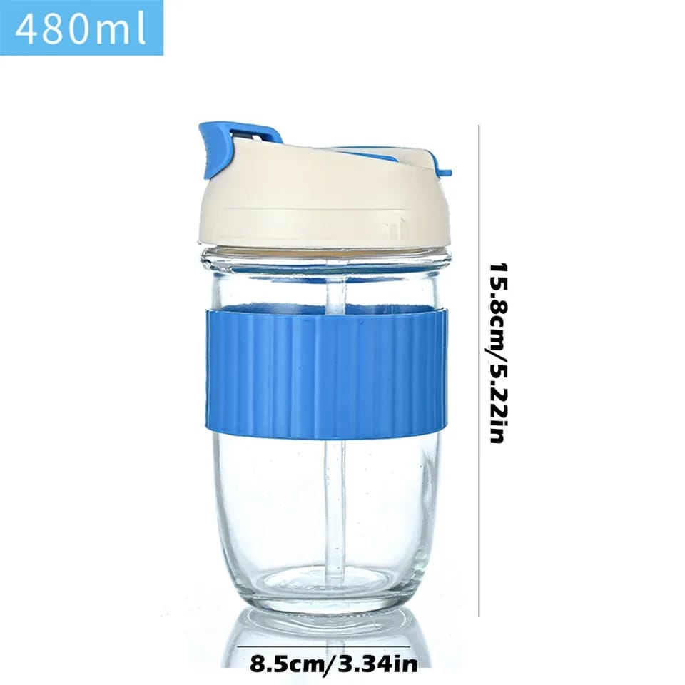 Dual Drink Glass Cup With Straw