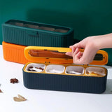 4 Grids Seasoning Storage Box With Spoon