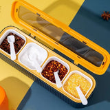 4 Grids Seasoning Storage Box With Spoon