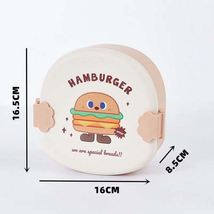 Lunch Box Fun Cartoon Burger Leakproof Lunch Container with Compartments