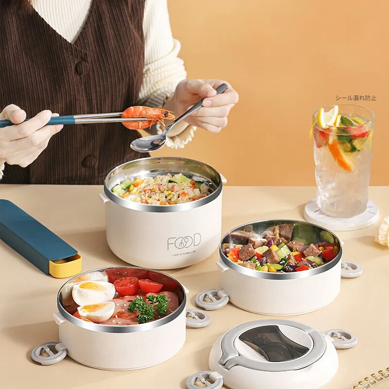 Stainless steel lunch box with thermal bag