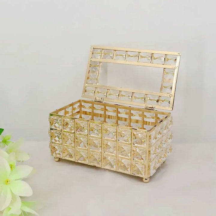 Modern Crystal Tissue Box Rectangle Gold