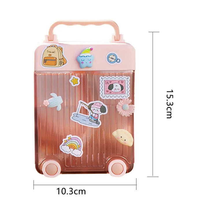 450ml Plastic Water Cup with Straw Suitcase Shape Kids Water Bottle