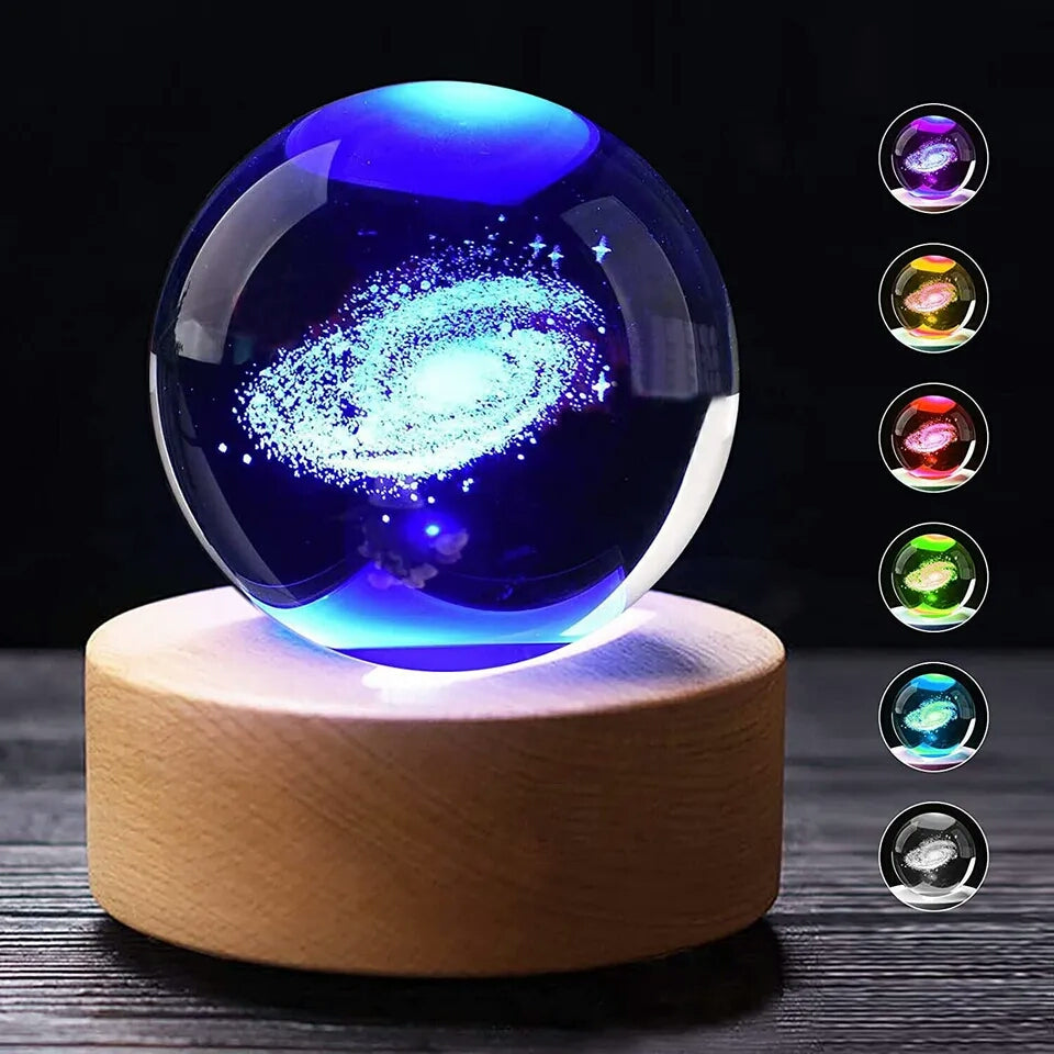 3D Crystal Lights Lamp Glowing Planetary Galaxy Night Light