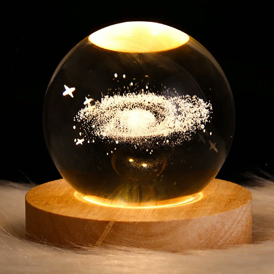 3D Crystal Lights Lamp Glowing Planetary Galaxy Night Light