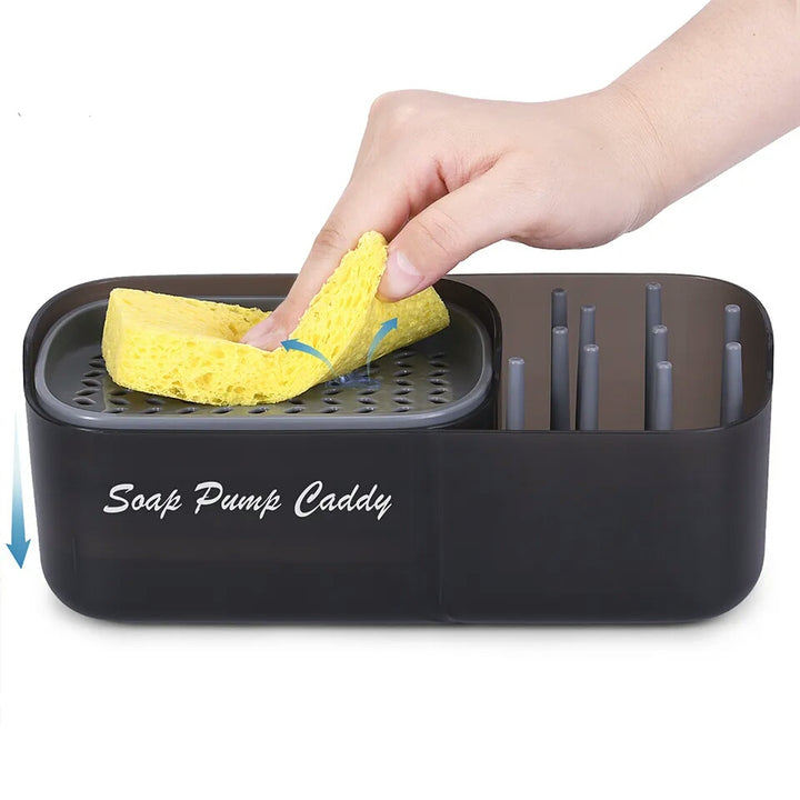 New Sponge Soap Dish Kitchen Cleaning Storage Holder Dish Brush Pot Detergent Dispenser