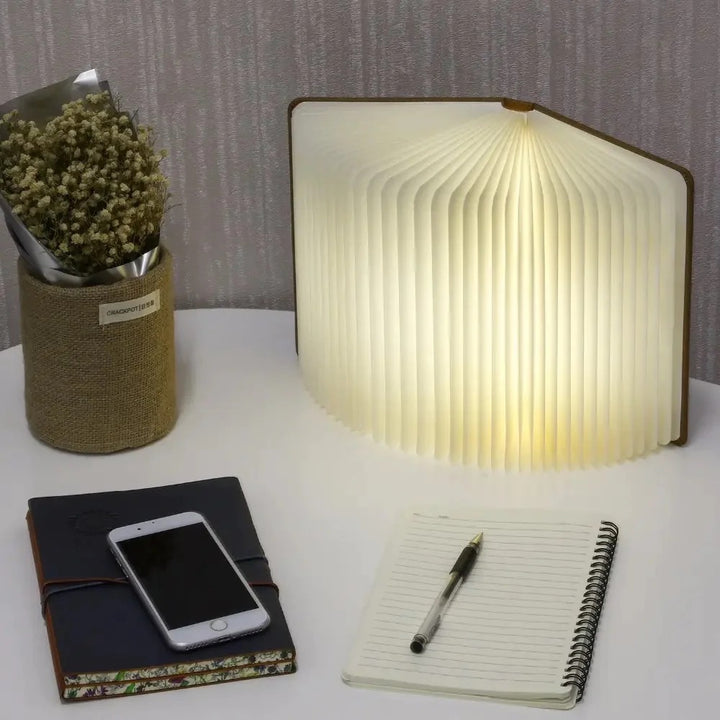 LED Wooden Book Lamp, 3D Folding Wooden Book Lamp