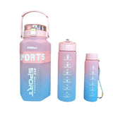 3 pcs set with Straw And Shoulder Strap double Drinking Lid Plastic Cup