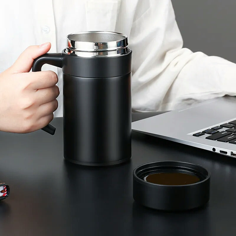 Stainless Steel Tea Cup With Handle Pro Coffee Mug Insulated Travel Bottle