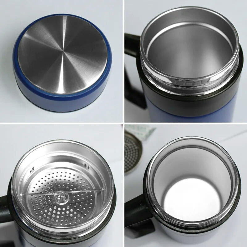 Stainless Steel Tea Cup With Handle Pro Coffee Mug Insulated Travel Bottle