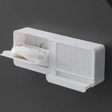 Creative Wall Mounted Soap Box With Lid Double Grids Soap Draining