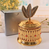 Unique Jars Style Gold Finish Metal Glass Salt/ Sugar Jar Storage