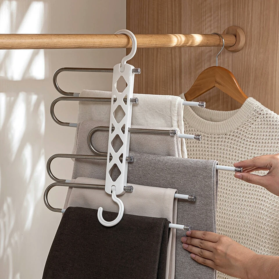 5 in 1 Stainless Steel Foldable Hangers for Clothes Hanging Multi-Layer