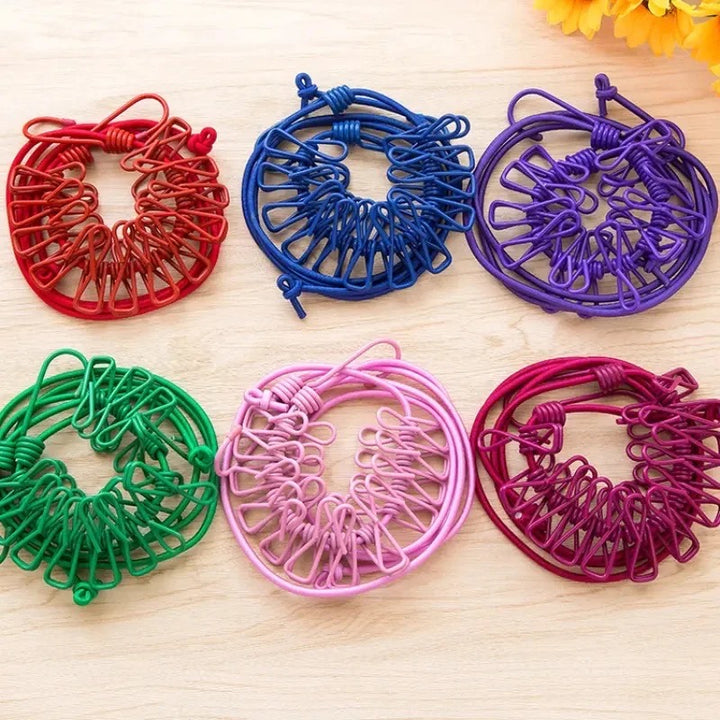12 Clips Elastic Laundry Rope