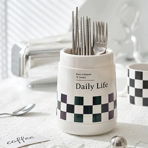 Kitchen Utensils Storage Bucket With Drainage