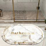 New Elegant Marble Print Round Bath Mat Water Super Absorbent Non-Slip(A)