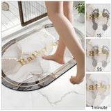 New Elegant Marble Print Round Bath Mat Water Super Absorbent Non-Slip(A)