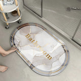 New Elegant Marble Print Round Bath Mat Water Super Absorbent Non-Slip(A)