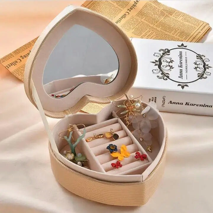 Heart Shape Mini Leather Jewellery Box