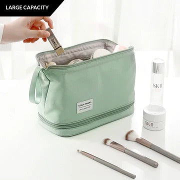 Double Layer Cosmetic Bag, Waterproof Organizer Case
