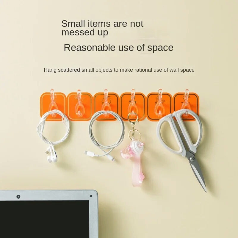 6 Rows Hooks Wall Mounted Room Organizer