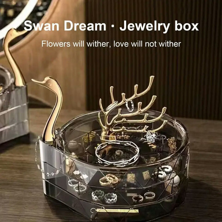 Creative 3 Layers Swan Jewelry Box Luxury Jewelry Organizer