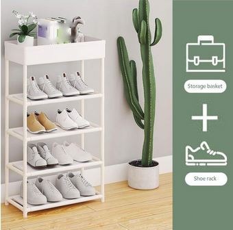 Shoe Rack With Shelf, 5 Tiers Simple Shoe Rack