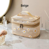 2 pcs Set Large capacity portable storage bag, daisy mesh gauze, transparent makeup bag