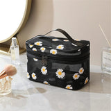 2 pcs Set Large capacity portable storage bag, daisy mesh gauze, transparent makeup bag