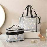 2 pcs Set Large capacity portable storage bag, daisy mesh gauze, transparent makeup bag