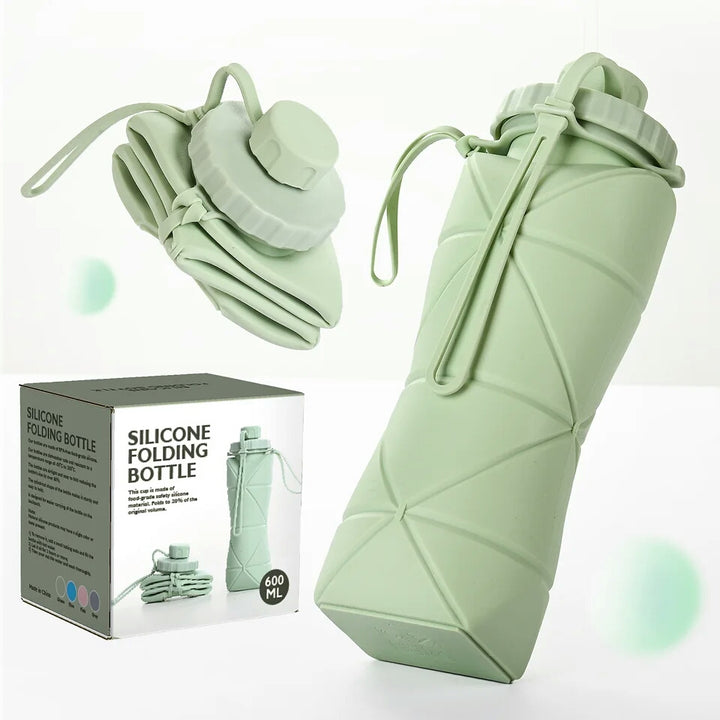 Portable Silicone Folding Water Cup 600ml Large Capacity Lightweight Outdoor Travel Sports Water Bottle