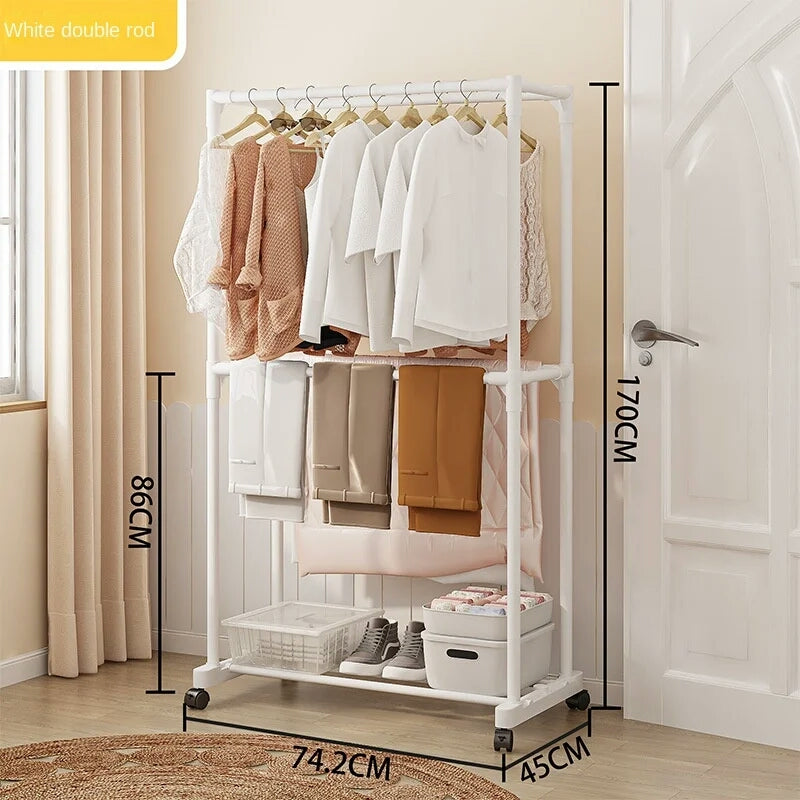 Double-Pole 2Layer Cloth Hanging Rack