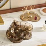 Little Deer Luxury Heart  Jewelry Organizer, 3 Layer Rotating Necklace Jewelry Box