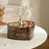 Little Deer Luxury Heart  Jewelry Organizer, 3 Layer Rotating Necklace Jewelry Box