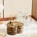 Little Deer Luxury Heart  Jewelry Organizer, 3 Layer Rotating Necklace Jewelry Box