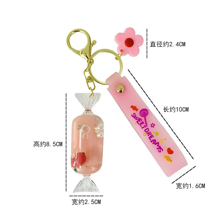 Creative Colorful Girl Floating Liquid Blessing Bottle Keychain