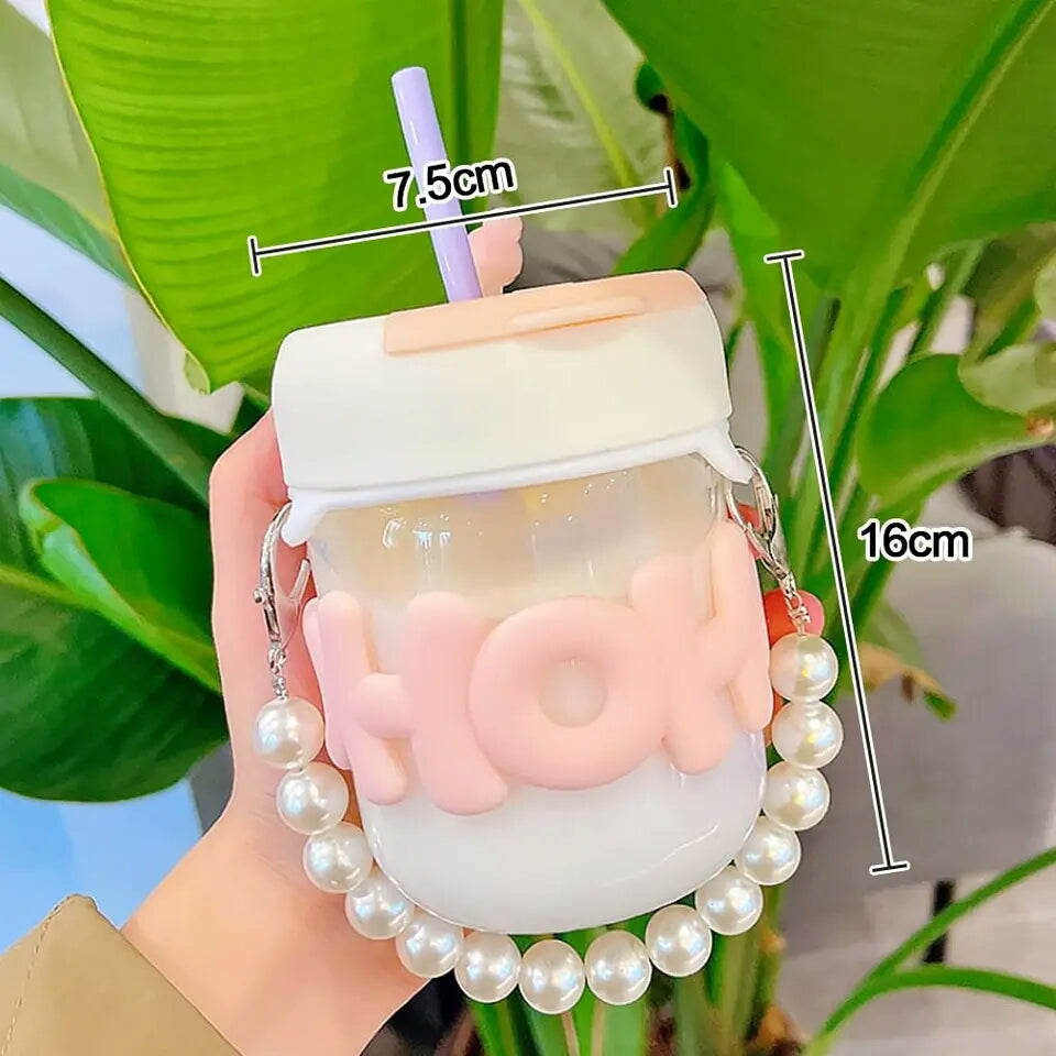 Pearl Chain Glass Cup Female High Beauty Household Water Cup