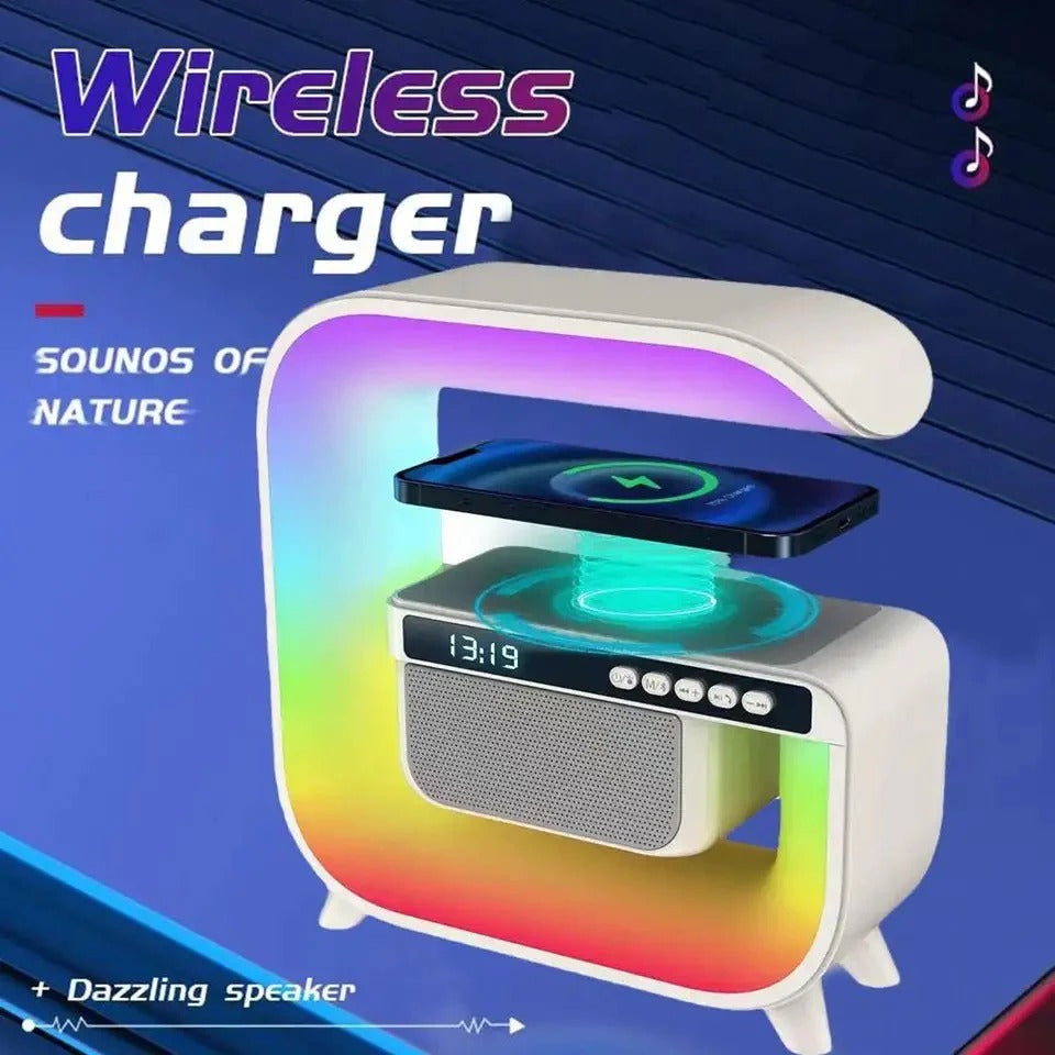 Square G Lamp, Multifunctional Bluetooth Speaker Alarm Clock, 15W Wireless Mobile Phone Chargin