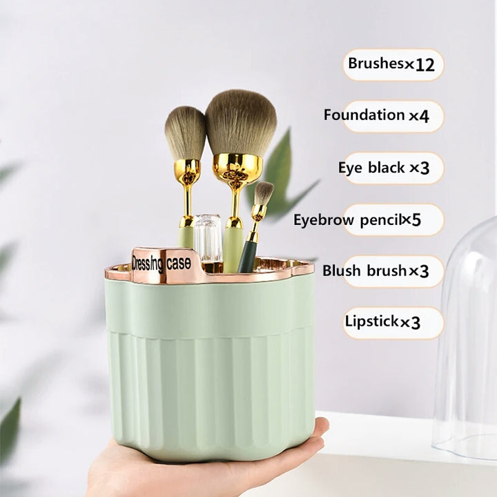 360° Rotating Makeup Brushes Holder Desktop Cosmetic Brushes Storage Box Organizer