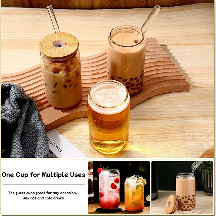 Drinking Glass With Glass Straw -16O Can Shaped Glass Cups