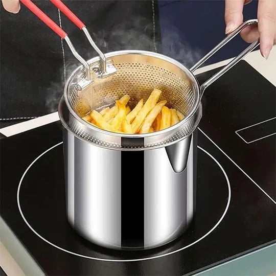 Kitchen Deep Frying Pot, Stainless Steel Kitchen Fryer With Strainer