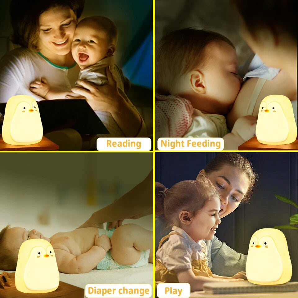 Cute Penguin Baby Night Light For Children 7 Colorful