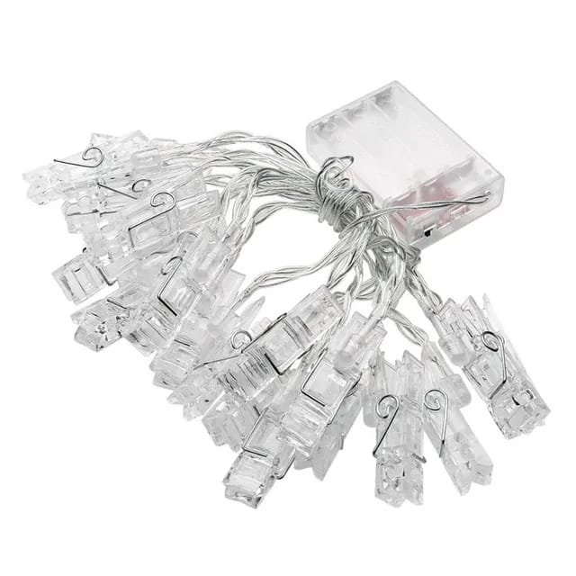 20 Fairy Plastic LED Photo Clip Battery Operated String Light