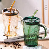 Smoothies Glass Cup With Straw And Lid