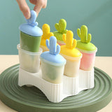 Set Of 6 Cactus Popsicle Maker, Reusable Ice Cream Mold