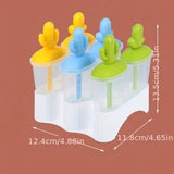 Set Of 6 Cactus Popsicle Maker, Reusable Ice Cream Mold