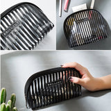 PURDORED 1 Pc Transparent Striped Cosmetic Bag Clear Women Makeup Bag Travel Waterproof Organizer