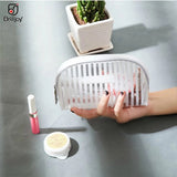 PURDORED 1 Pc Transparent Striped Cosmetic Bag Clear Women Makeup Bag Travel Waterproof Organizer