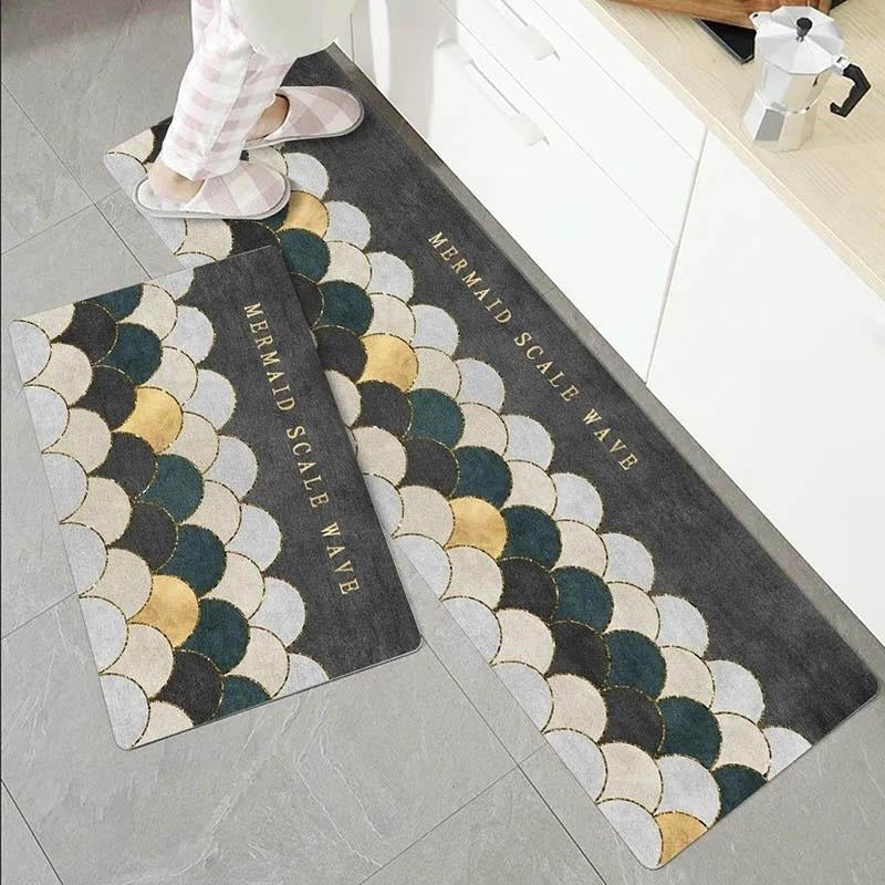 2 pcs set Kitchen , Bathroom ,HomeDecor Anti-Slip Absorbent Mat & Runner (B)